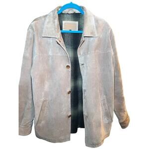 Distressed Utility Jacket M Tan Suede Leather Workwear Gorpcore